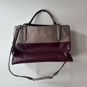 Coach Taupe and Burgundy Leather Tote
